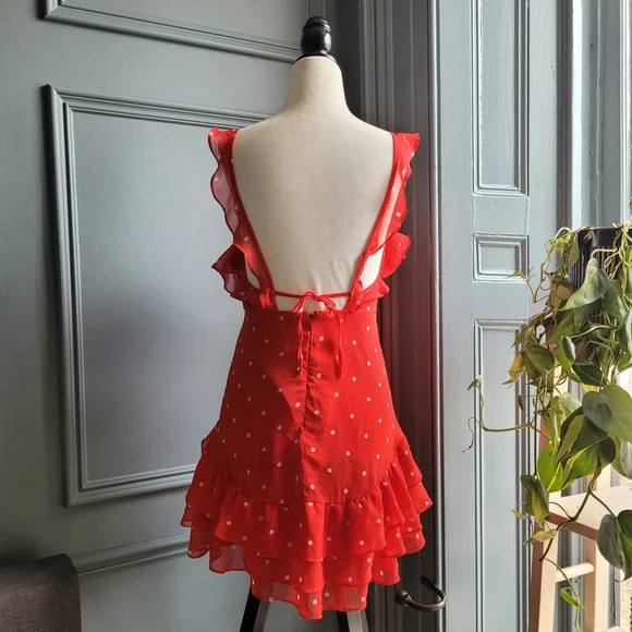 For Love And Lemons Scarlet Polka Dot Mini Dress - Picture 2 of 6